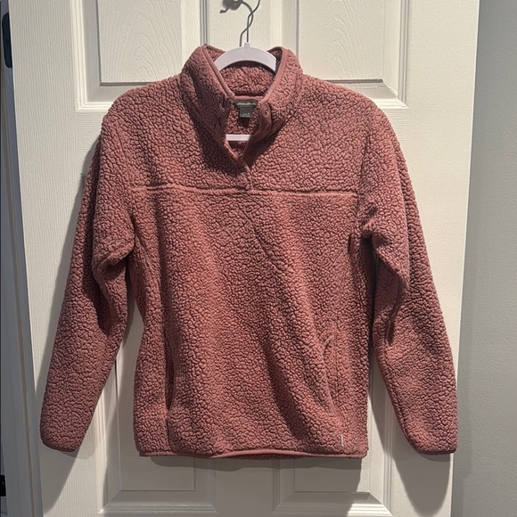 Pink Cowl Turtleneck Sweater with Fluffy Texture and Relaxed Fit - Picture 1 of 3